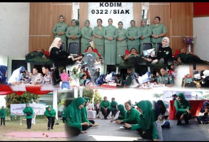 Donor Darah dan Lomba Meriahkan Peringatan HUT Persit KCK di Makodim Siak