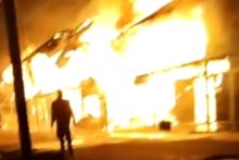 Puluhan Ruko Hangus Terbakar di Sungai Pakning Bengkalis