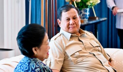 Pertemuan Presiden Prabowo Subianto dengan Ketum PDIP Megawati Soekarnoputri. Sumber: Sinpo