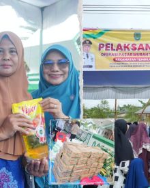 Ketua Tim Penggerak PKK Kabupaten Indragiri Hilir, Hj. Katerina Susanti, meninjau langsung pelaksanaan Operasi Pasar Murah Tahun 2026, Rabu (18/2/2026).