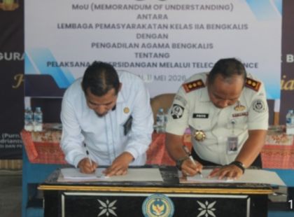 Tingkatkan Kualitas Pelayanan Publik, PA dan Lapas Bengkalis Teken MoU