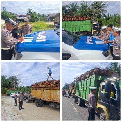 Satlantas Polres Siak Tertibkan Truk Sawit ODOL, Pengemudi Diminta Kurangi Muatan di Tempat
