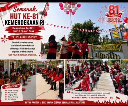 Semarak Kemerdekaan, Wali Murid Turun ke Arena Bersama Anak di Pesantren Tahfidz Baitul Quran Siak