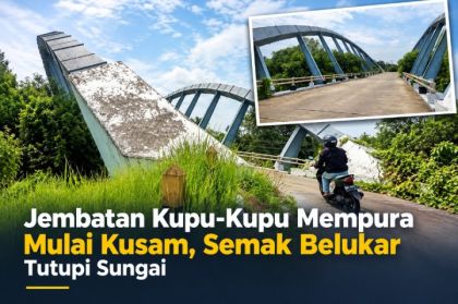 Foto jembatan kupu kupu Mempura ya g ditumbuhi semak belukar 