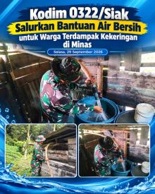 Kodim 0322/Siak Salurkan 2.000 Liter Air Bersih untuk Warga Terdampak Kekeringan di Minas