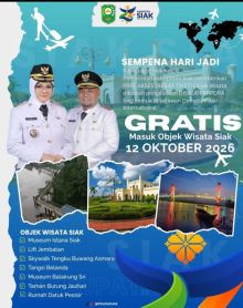 Sambut HUT ke-27, Pemkab Siak Gratiskan Tiket Masuk 8 Objek Wisata pada 12 Oktober